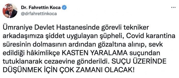 Ümraniye’de sağlık çalışanına kafa atan koronavirüs hastası tutuklandı