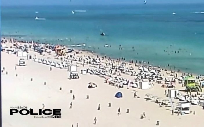 Miami plajına helikopter düştü