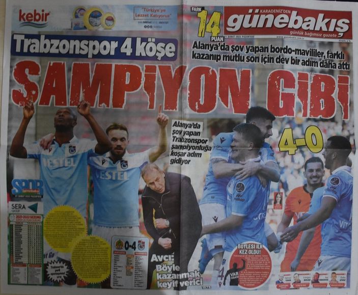 Trabzon basınından şampiyonluk başlıkları