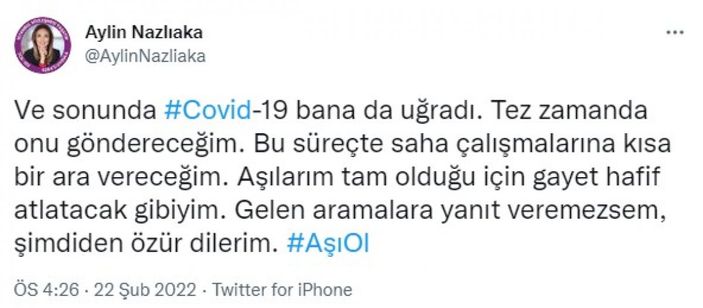 Aylin Nazlıaka koronavirüse yakalandı
