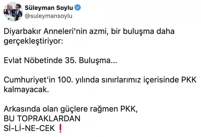 Süleyman Soylu: Evlat nöbetinde 35’inci buluşma
