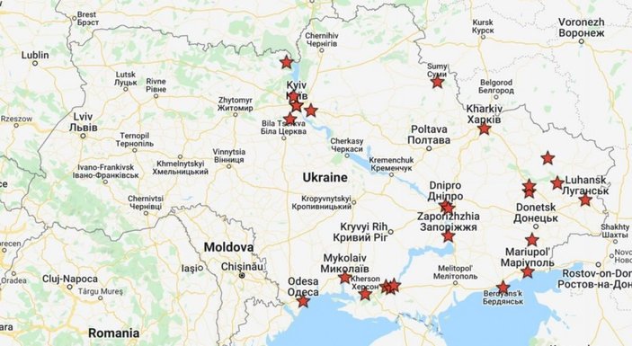 Rusya'nın Ukrayna'ya saldırısı haritada