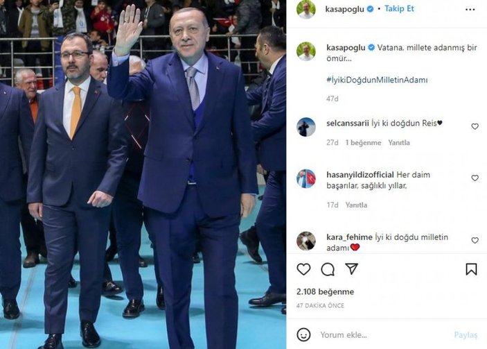 Bakan Kasapoğlu, Cumhurbaşkanı Erdoğan'ın doğum gününü kutladı