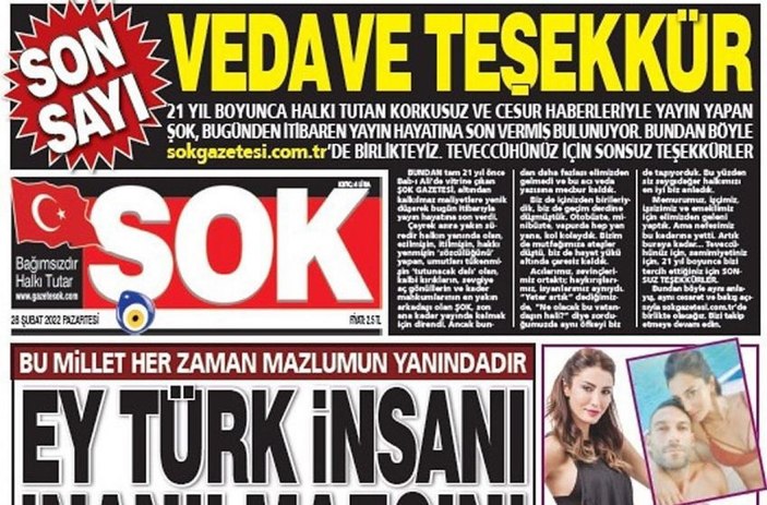 Şok gazetesi yayın hayatına son verdi