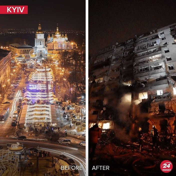 Ukrayna meydanlarının Rus saldırısı öncesi ve sonrası