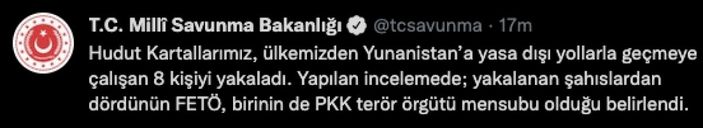 MSB: Hudut birlikleri 8 kişinin yasa dışı geçişini önledi