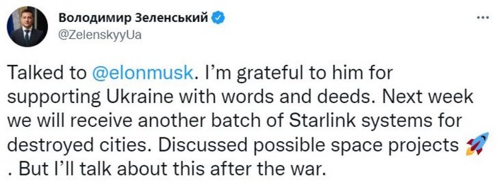 Vladimir Zelensky, Elon Musk ile görüştü