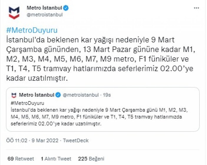 İstanbul'da metro ve tramvaylar kaça kadar açık? Metro İstanbul'dan yeni duyuru!