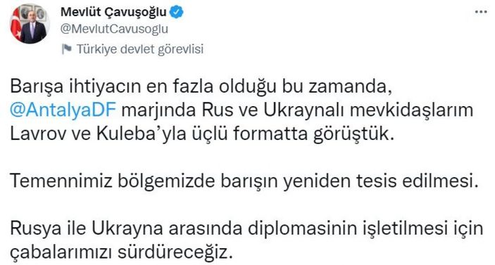 Mevlüt Çavuşoğlu, Rusya ile Ukrayna arasında barış vurgusu yaptı
