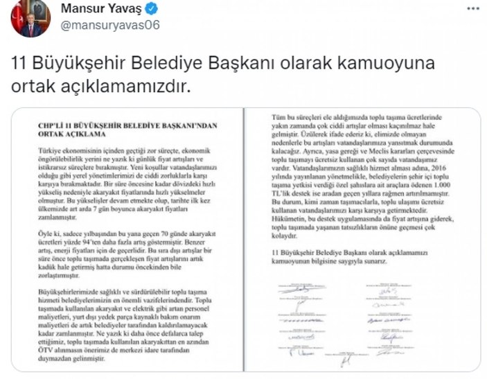 11 CHP'li büyükşehir belediye başkanından yeni bildiri