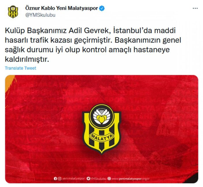 Adil Gevrek trafik kazası geçirdi