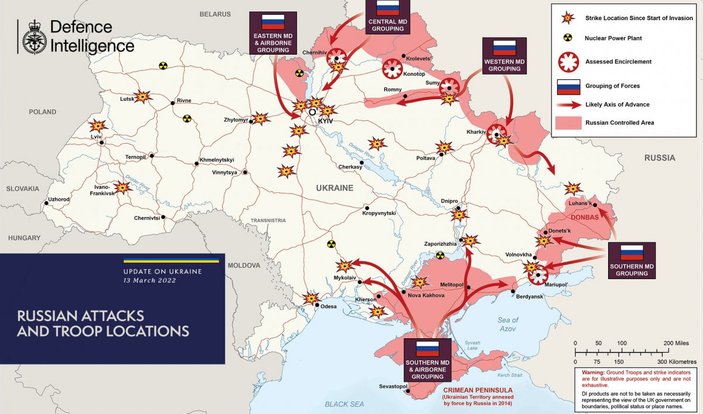 İngiltere, Ukrayna'nın kuşatıldığı alanları güncel haritayla yayınladı