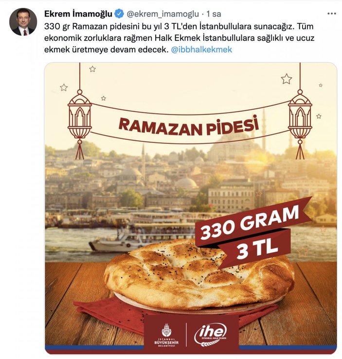 İBB Halk Ekmek'teki Ramazan pidesinin fiyatı açıklandı