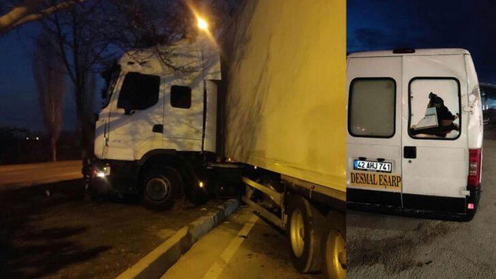 Konya'da park edilmiş 2 araca çarpan tır şoförü hayatını kaybetti