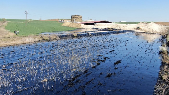 Edirne'de tarım alanına akan ham petrole müdahale edildi