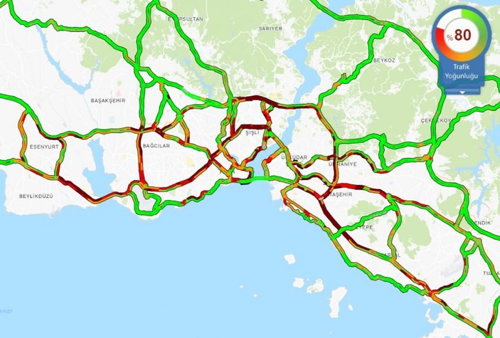 İstanbul'da yağış sonrası trafik yoğunluğu