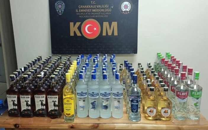 Çanakkale’de 138 şişe kaçak içki ele geçirildi