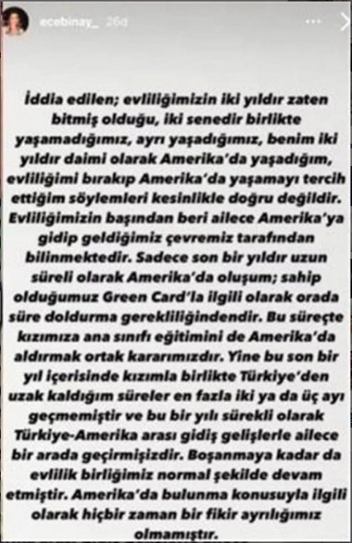 Mahsun Kırmızıgül'ün boşandığı eşi Ece Binay açıklama yaptı