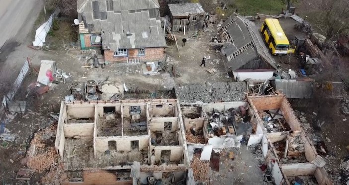 Kiev'deki yıkım havadan görüntülendi