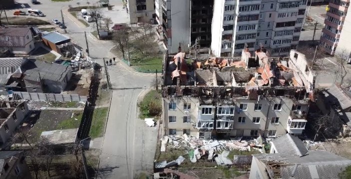 Kiev'deki yıkım havadan görüntülendi