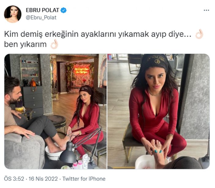 Ebru Polat, sevgilisinin ayaklarını yıkadı
