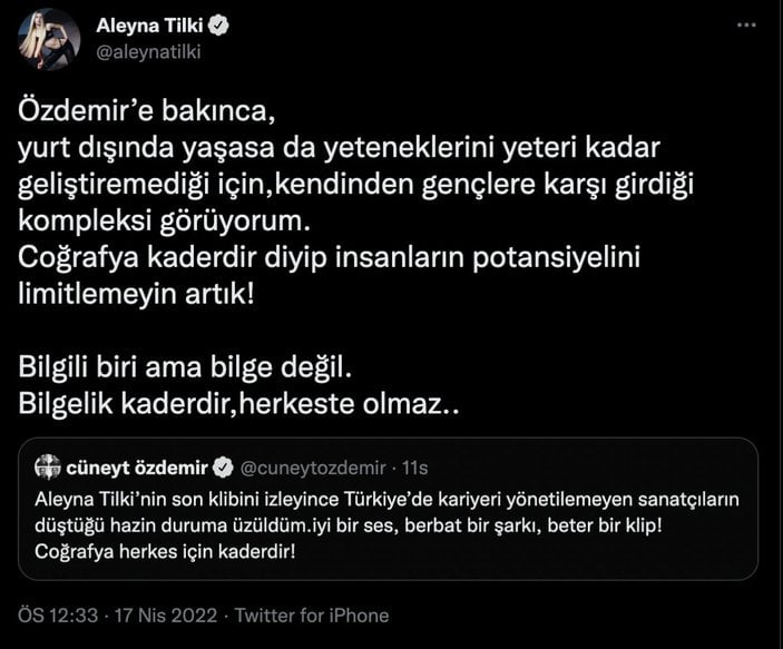 Aleyna Tilki, Cüneyt Özdemir'e cevap verdi: İnsanların potansiyelini limitlemeyin