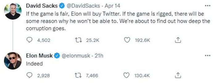 Elon Musk'tan 'Twitter'ı alamazsam hile var demektir' iması