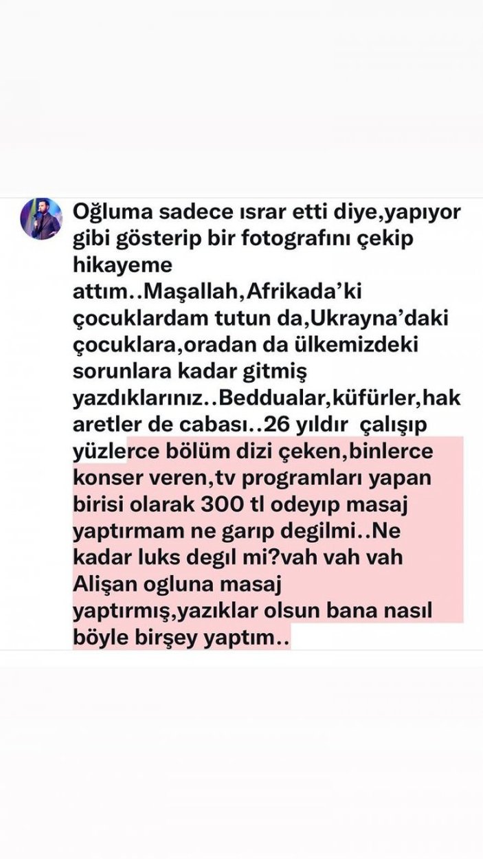 Alişan, masaj tepkilerine cevap verdi