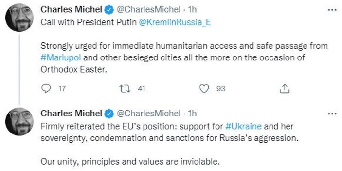 Charles Michel, Vladimir Putin'e ateşkes çağrısı yaptı