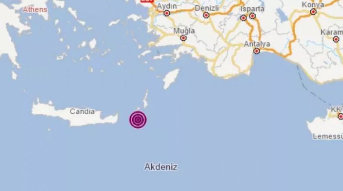 Akdeniz'de 4,4 büyüklüğünde deprem meydana geldi