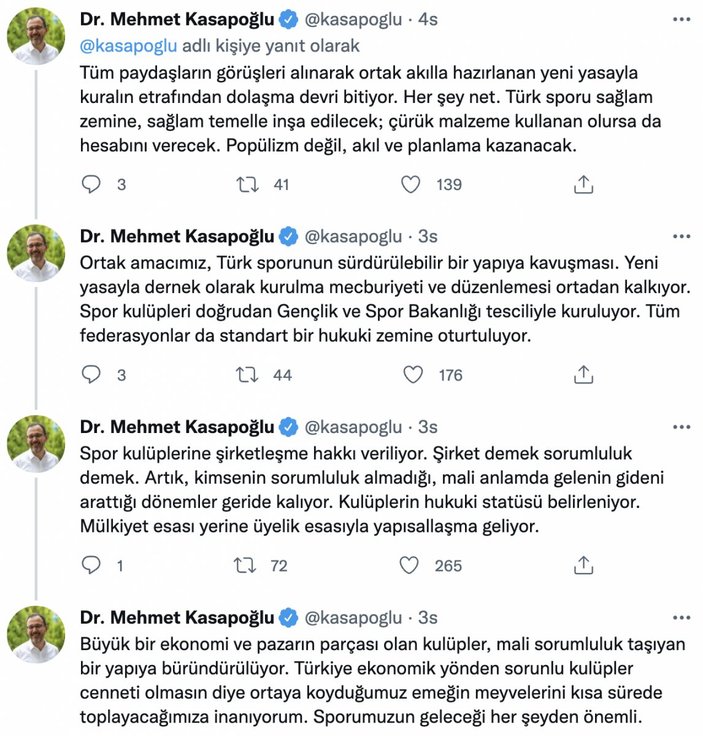 Bakan Kasapoğlu: Yeni yasa, Türk sporunda devrim olacak