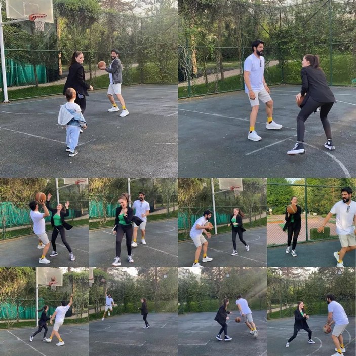 Burak Özçivit ile Fahriye Evcen basketbol maçı yaptı