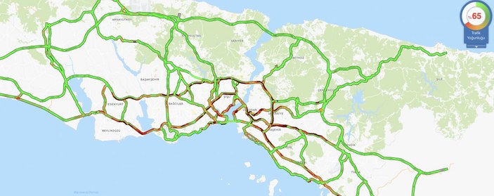 İstanbul'da trafik yoğunluğu yüzde 65'e yükseldi