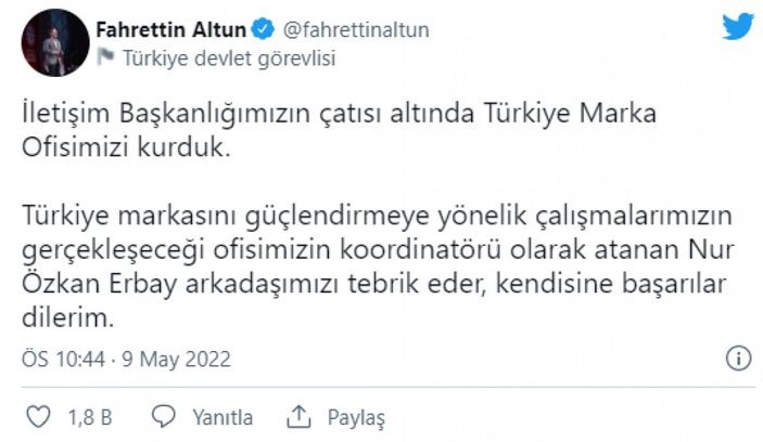 Fahrettin Altun: Türkiye Marka Ofisimizi kurduk