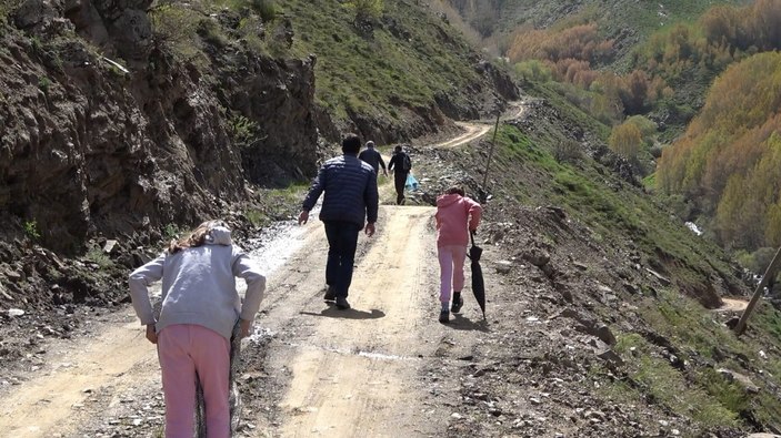 Bitlis'te ışkın toplamak için sarp dağlara tırmandılar