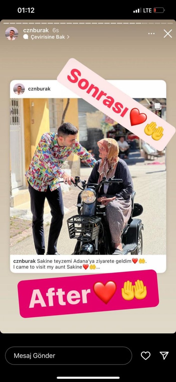 CZN Burak, engelli kadına tekerlekli sandalye gönderdi