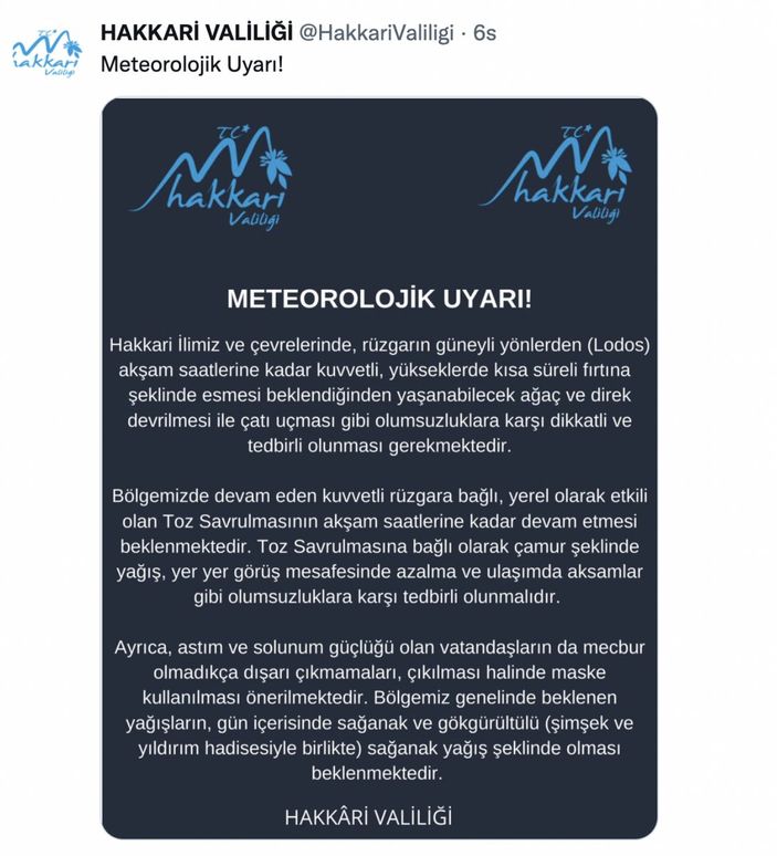 Hakkari'de toz taşınımı etkisini sürdürüyor