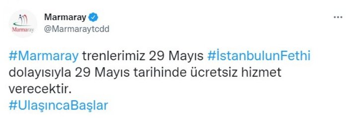 Marmaray, 29 Mayıs'ta ücretsiz
