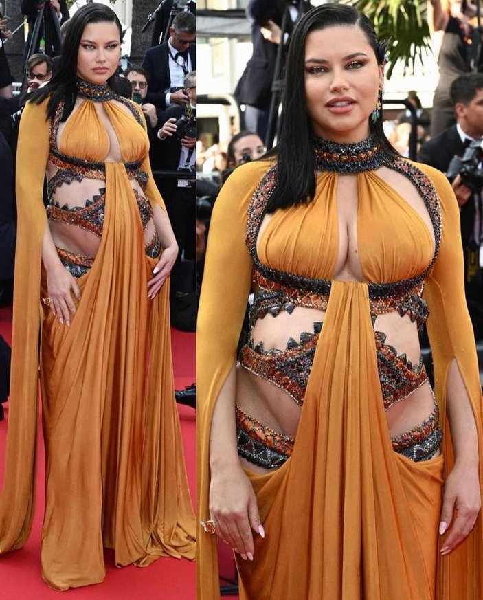 Adriana Lima'nın ilginç hamile kıyafeti