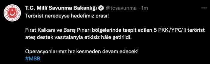 2 operasyon bölgesinde 5 terörist öldürüldü