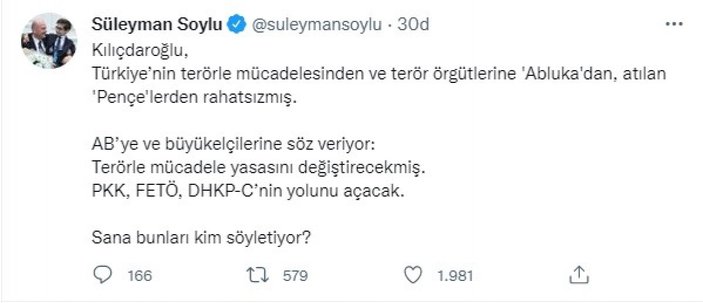 Süleyman Soylu’dan Kılıçdaroğlu’na tepki: Sana bunları kim söyletiyor