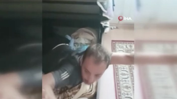 Kayseri'de polise bazanın içinde yakalanan suçlu