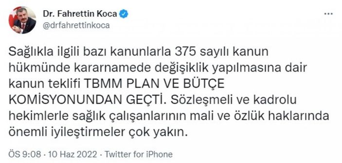 Fahrettin Koca'dan sağlık çalışanlarına müjde