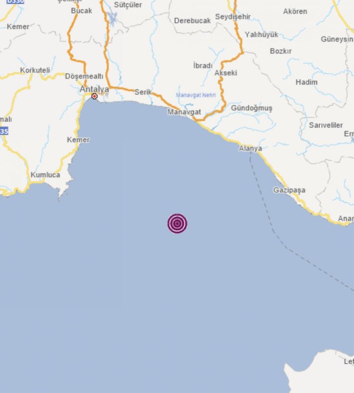 Antalya açıklarında 4.1 büyüklüğünde deprem