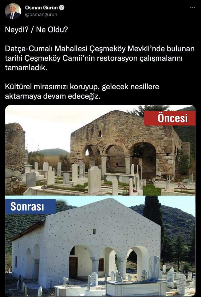 Muğla Büyükşehir Belediyesi'nin tepki toplayan cami restorasyonu