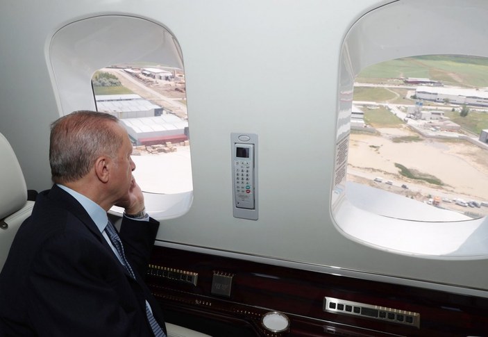 Cumhurbaşkanı Erdoğan, Ankara'daki sel bölgesini havadan inceledi