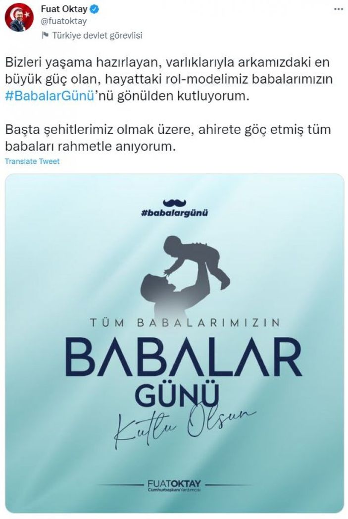Fuat Oktay'ın Babalar Günü mesajı