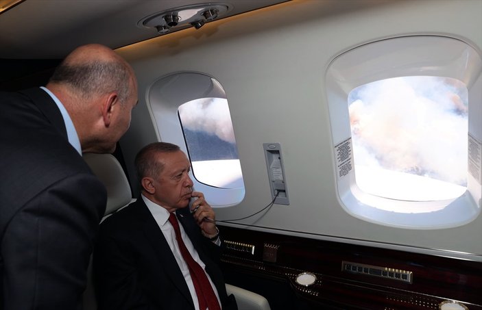 Cumhurbaşkanı Erdoğan, yangının meydana geldiği Marmaris'te