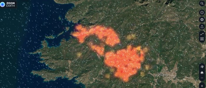 Marmaris yangınının uydu görüntüleri