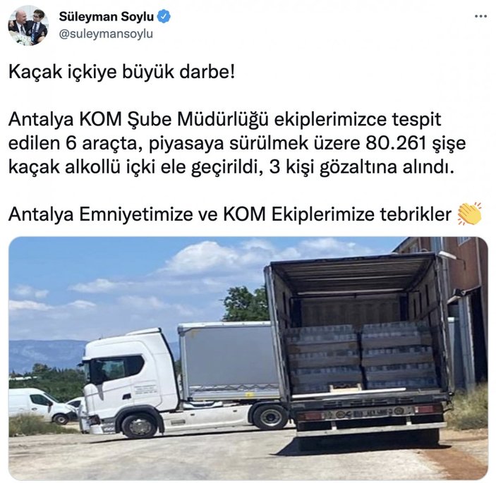 Antalya'da 80 bin 261 şişe kaçak içki ele geçirildi